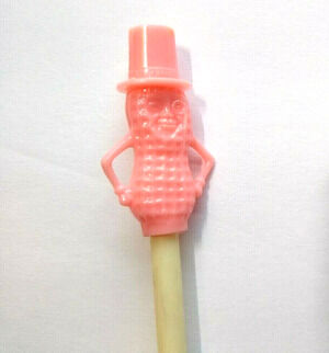 Mr Peanut Vintage Pink Drinking Straw 1950s Planters Peanuts Pop Culture Plastic